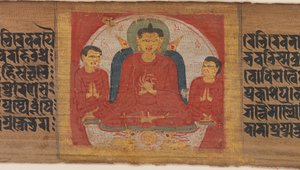 Boeddha met zijn handen opgeheven in Dharmacakra Mudra, ca. 1090