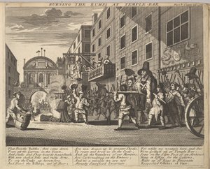 Het verbranden van de Rumps bij Temple Bar Plaat 11: Illustraties bij Samuel Butlers Hudibras door Unbekannt