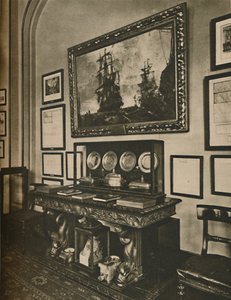 Kabinet van Nelson-relikwieën in de Lloyds Committee Room, ca. 1935