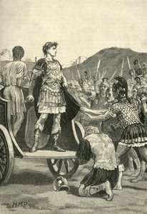 Caesar spreekt de ontevreden legioenen toe op het Campus Martius, 1890 door Unbekannt