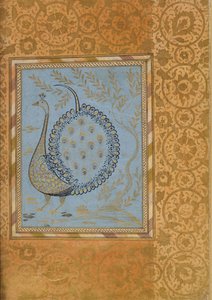 Kalligrafische compositie in de vorm van een pauw, Folio uit het Bellini Album door Unbekannt