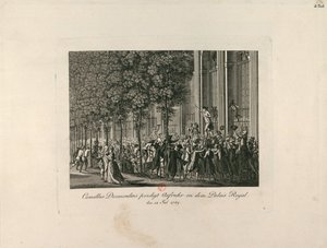 Camille Desmoulins in de Palais Royal Tuinen, ca. 1797-1800 door Unbekannt