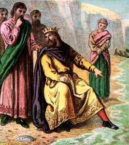Canute en zijn hovelingen door Unbekannt