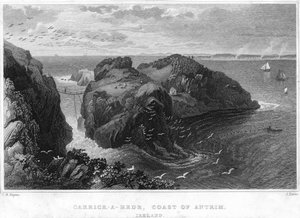 Carrick-A-Rede, kust van Antrim, Ierland, 19e eeuw