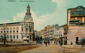 Cartagena - Plaza del Ayuntamiento, ca. 1900. door Unbekannt