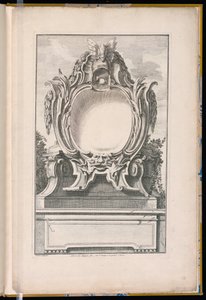 Cartouche Versierd met een Helm en een Masker door Unbekannt