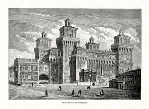 Castello Estense, Ferrara, Italië, 1879