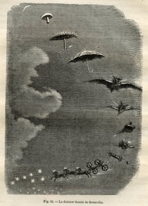 Hemelse metamorfose: De droom van een jong meisje dat naar de maan kijkt, die verandert in een paddenstoel, paraplu, vleermuis... en uiteindelijk in een tank van de Grote Beer (laatste tekening door Jean-Isidore Gerard, alias J.J. Grandville) door Unbekannt