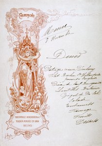 Champagne-advertentie op een menu, 19e eeuw door Unbekannt
