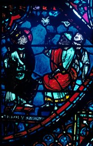 Karel de Grote kijkt naar de Melkweg, glas-in-loodraam, Kathedraal van Chartres, Frankrijk, ca. 1225 door Unbekannt