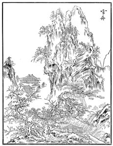 Chinees landschap door Unbekannt