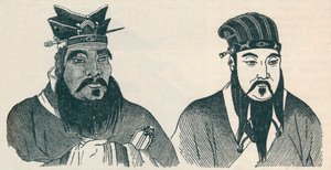 Chinese portretten van Confucius en zijn grote volgeling Mencius, 1907