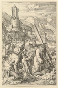 Christus draagt het kruis, uit De Passie van Christus door Unbekannt