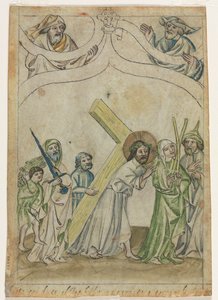 Christus gekroond met doornen recto Christus draagt het kruis verso, c. 1410