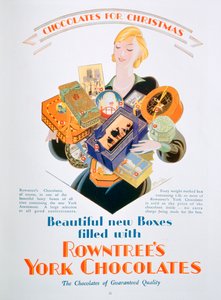 Kerstadvertentie voor Rowntrees York Chocolates, 1928 door Unbekannt