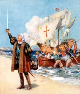 Christopher Columbus landt in Amerika, 1492, ca. 1920