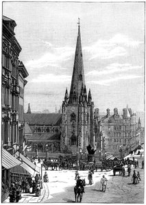 Kerk van St. Martin in the Bull Ring, Birmingham, West Midlands, 1887 door Unbekannt