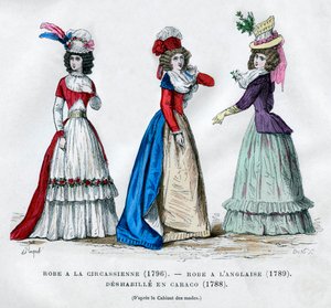 Tsjerkessische Kleding, 1796, Engelse Kleding, 1789, en Caraco Huiskleding, 1788, 1882-1884