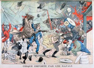 Circustent weggeblazen, Saint Etienne, Frankrijk, 1903 door Unbekannt