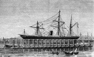 Clarks hydraulische lift, Bombay, ca. 1880