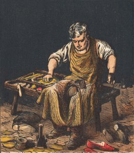 Schoenmaker repareert laarzen, 1867