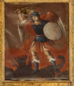 Collegiata de San Millán de la Cogolla. Interieur. Schilderij. Sint-Michiel.
