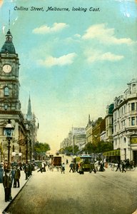 Collins Street, kijkend naar het oosten, Melbourne, Victoria, Australië, ca. 1900s door Unbekannt