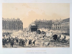 Kolom van de Place Vendome, Parijse Commune, 16 mei 1871 door Unbekannt