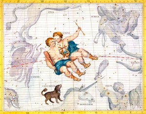 Constellaties van Tweelingen en Kleine Hond door Unbekannt