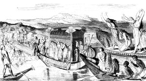 Konvooi terugkerend met een necropolis, Egypte