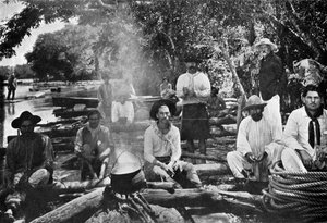 Koken op een vlot, Paraguay, 1911 door Unbekannt