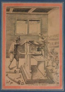 Koperplaatdrukkers aan het Werk, Folio uit het Davis Album, Iran, gedateerd A.H. 1199/A.D. 1784-85 door Unbekannt
