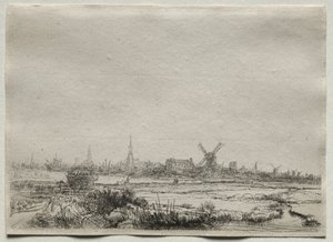 Kopie van uitzicht op Amsterdam vanuit het noordwesten door Unbekannt