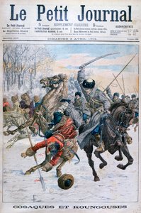 Kozakken vechten tegen Mantsjoes, Russisch-Japanse Oorlog, 1904 door Unbekannt