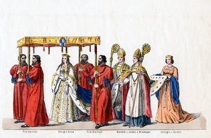 Kostuumontwerpen voor Shakespeares toneelstuk, Henry VIII, 19e eeuw
