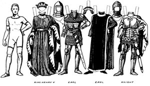Kostuums van Mannen en Vrouwen Gedragen in de Periode Toen Hendrik V Regeerde, ca. 1934 door Unbekannt