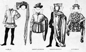 Kostuums van Mannen en Vrouwen zoals gedragen in de periode van Hendrik V, c1934 door Unbekannt