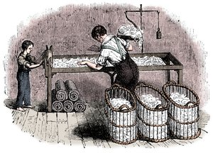 Katoenfabricage, c1845 door Unbekannt