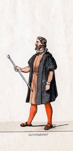 Kostuumontwerp voor de hofdienaar voor Shakespeares toneelstuk, Henry VIII door Unbekannt