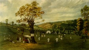 Cricketwedstrijd tussen Nottingham en Leicester, c.1829, 1947 door Unbekannt