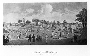 Cricket op Moulsey Hurst, 1780 door Unbekannt