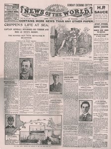 Crippens leven op zee, voorpagina van de News of the World