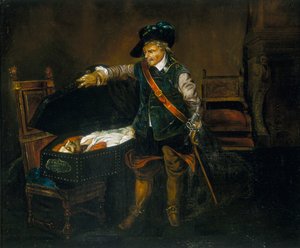 Cromwell die naar het Lichaam van Karel I Staart, na 1850 door Unbekannt