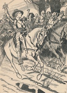 Cromwell leidt zijn Ironsides naar de strijd, ca. 1907 door Unbekannt