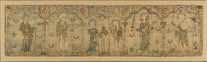 Kruisiging geflankeerd door heiligen, Brits, ca. 1270 waarschijnlijk voor 1272