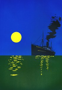 Cruiseschip op zee met zon, 1909 door Unbekannt