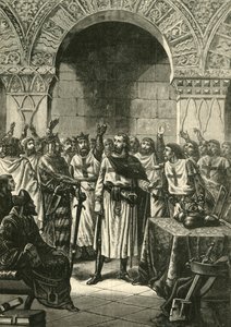 Kruisvaarders verkondigen Godfried van Bouillon koning van Jeruzalem, 1890 door Unbekannt