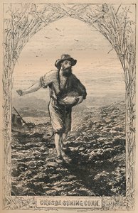 Crusoe Zaait Graan, ca. 1870 door Unbekannt