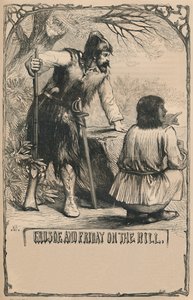 Crusoe en Vrijdag op de Heuvel, ca. 1870 door Unbekannt