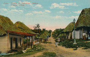 Cuba: Pueblo de Pescadores. Bohios. Vissersdorp, 1919 door Unbekannt
